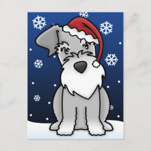 Kawaii Schnauzer Weihnachtspostkarte Feiertagspostkarte