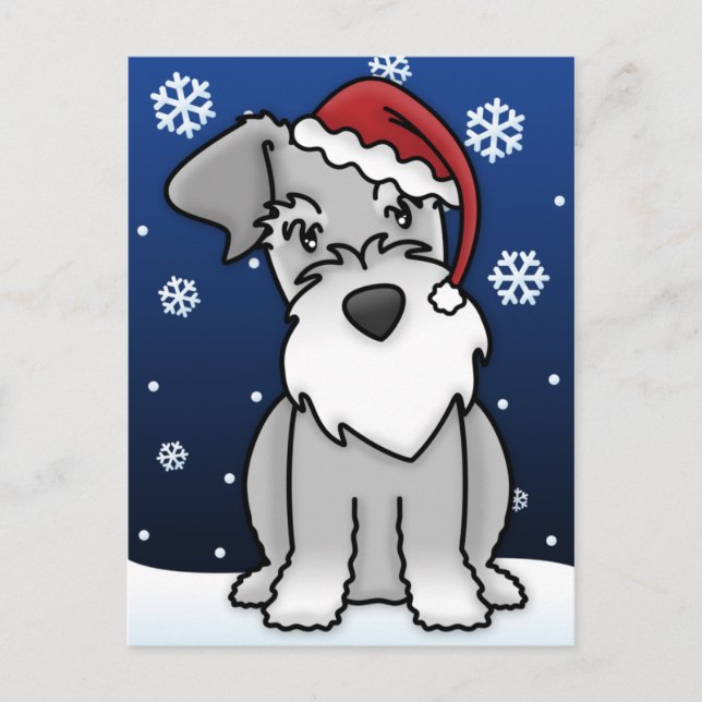 Kawaii Schnauzer Weihnachtspostkarte Feiertagspostkarte (Vorderseite)