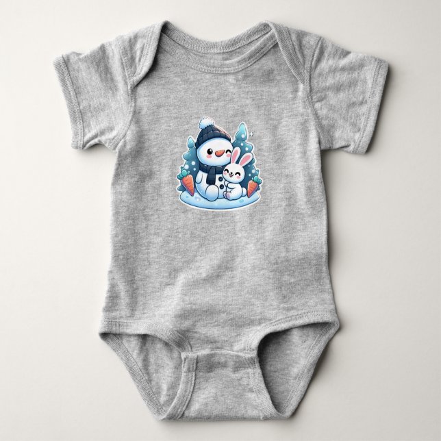 Kawaii-Schneemann mit sonniger ai art Baby Strampler (Vorderseite)