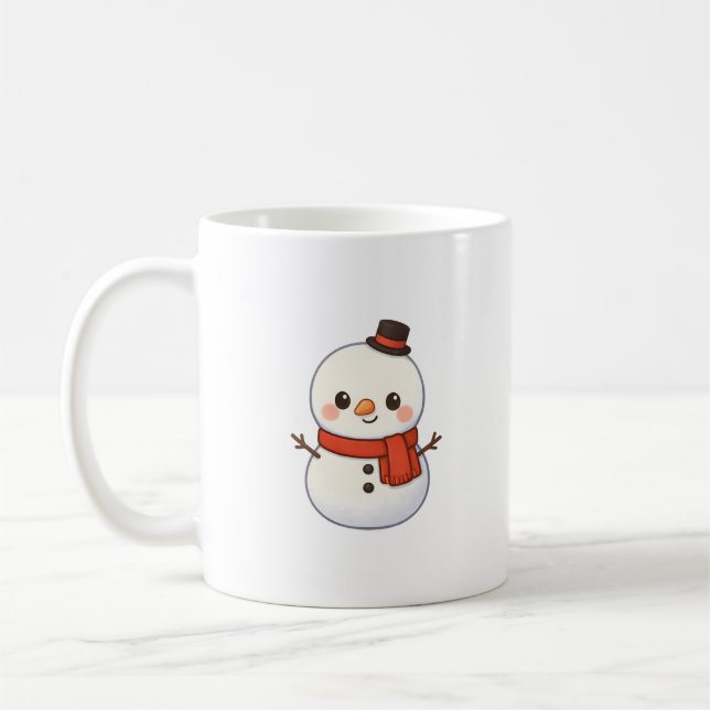 Kawaii Schneemann Weihnachtstasse Kaffeetasse (Links)