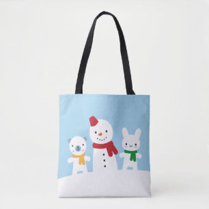 Kawaii Schneetag mit Hase und Bär