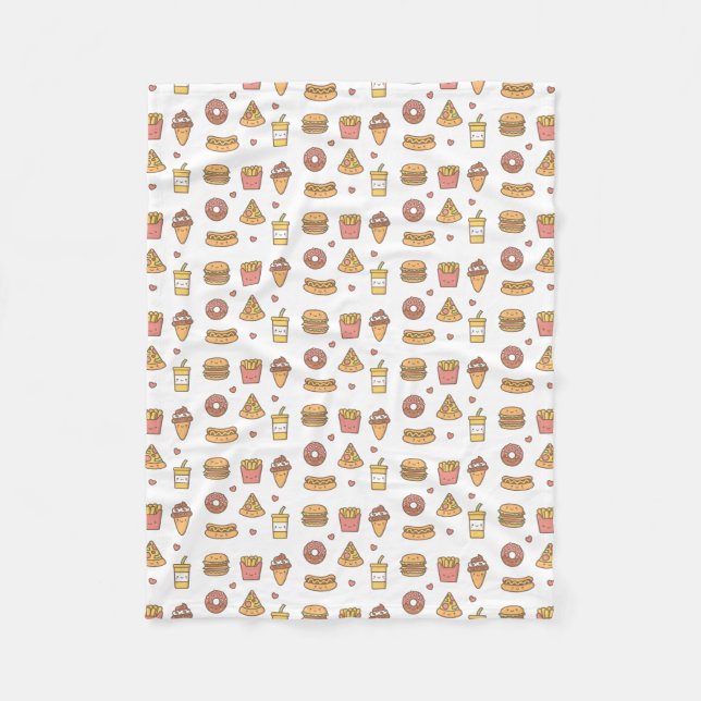 Kawaii Schnellimbiß kritzelt Fleece-Decke Fleecedecke (Vorderseite)