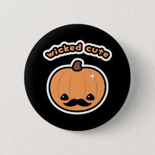 Kawaii Schnurrbart-Kürbis Button