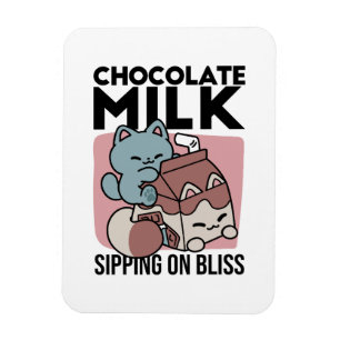 Kawaii Schokoladen Milch Katze – Cozy Getränk & Ni Magnet