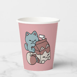 Kawaii Schokoladen Milch Katze – Cozy Getränk & Ni Pappbecher
