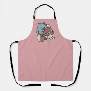 Kawaii Schokoladen Milch Katze – Cozy Getränk & Ni Schürze