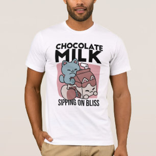 Kawaii Schokoladen Milch Katze – Cozy Getränk & Ni T-Shirt