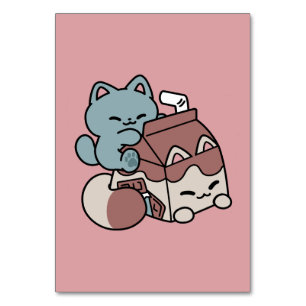Kawaii Schokoladen Milch Katze – Cozy Getränk & Ni Tischnummer
