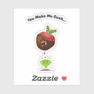 Kawaii Schokoladenüberzogene Erdbeere und Süßigkei Aufkleber