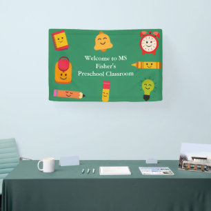 Kawaii-Schulbedarf Lehrer Klassenzimmer Willkommen Banner