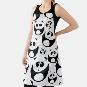 Kawaii Schwarz-Weiß-Panda-Muster Schürze