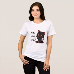 Kawaii schwarzes Katzen-T-Shirt Tri-Blend Shirt