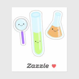 Kawaii Science Test Tube Beaker Magnifying Glass Aufkleber