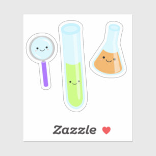 Kawaii Science Test Tube Beaker Magnifying Glass Aufkleber