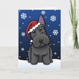 Kawaii Scottie Christmas Card Feiertagskarte