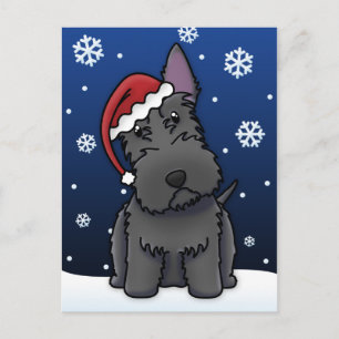 Kawaii Scottish-Terrier-Weihnachtspostkarte Feiertagspostkarte