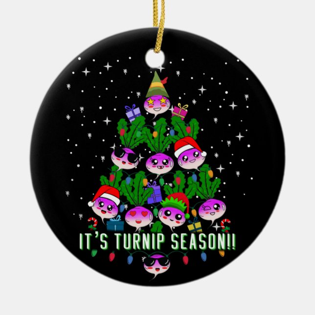 Kawaii sein Turnip Jahreszeit Weihnachtsbaum Funny Keramik Ornament (Vorne)