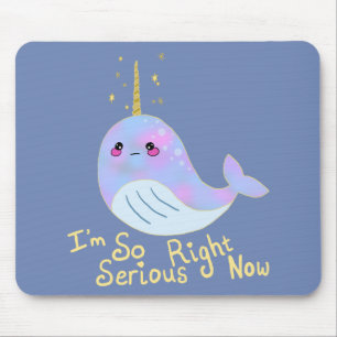 Kawaii Serious Narwhal Mousepad