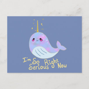 Kawaii Serious Narwhal Postkarte