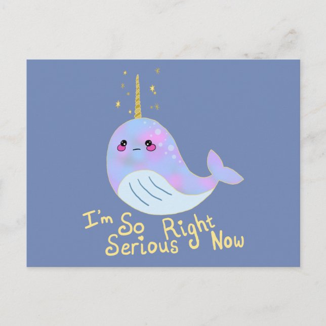 Kawaii Serious Narwhal Postkarte (Vorderseite)