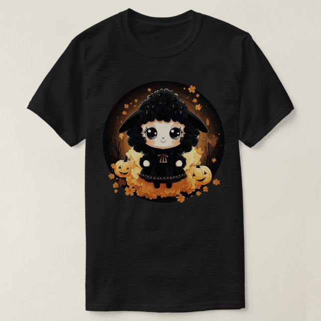 kawaii Sheep in einem Halloween-Kostüm und Pu gekl T-Shirt (Design vorne)