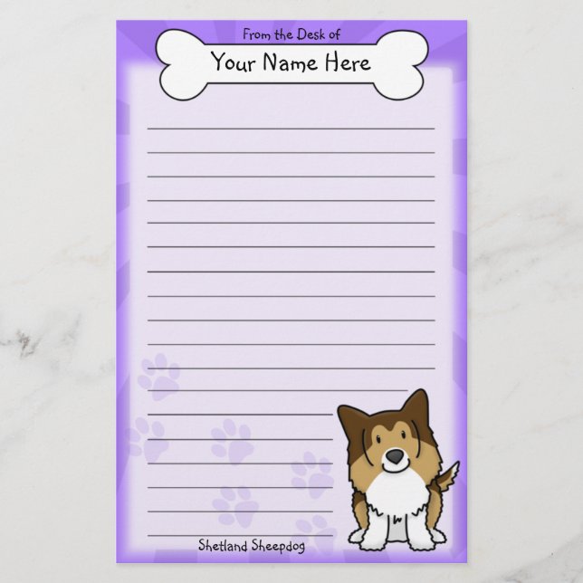 Kawaii Sheltie Briefpapier (Vorderseite)