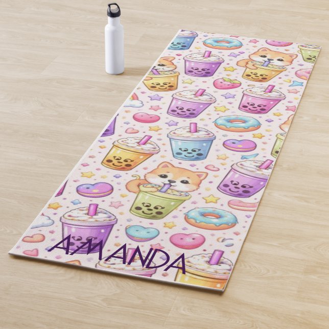 Kawaii Shiba Inu Boba Bubble Tea Pattern Yogamatte (Beispiel)