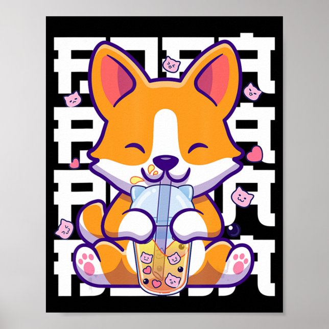 Kawaii Shiba Inu Dog Bubble Tea Boba Anime Gifts G Poster (Vorne)