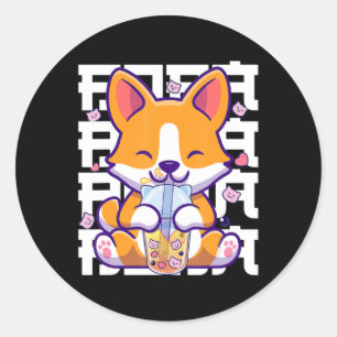 Kawaii Shiba Inu Dog Bubble Tea Boba Anime Gifts G Runder Aufkleber