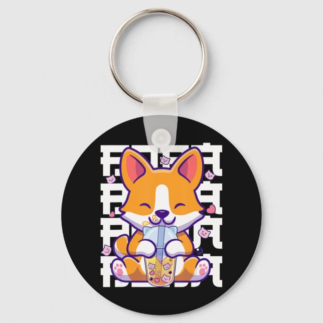 Kawaii Shiba Inu Dog Bubble Tea Boba Anime Gifts G Schlüsselanhänger (Vorderseite)