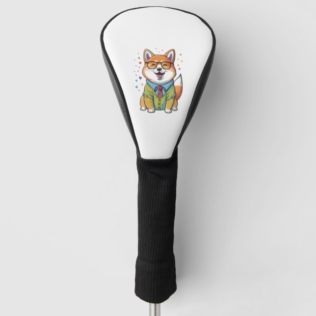 Kawaii Shiba Inu Hipster 1 Golf Headcover (Vorderseite)
