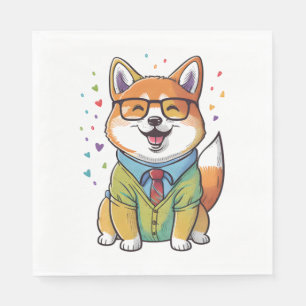 Kawaii Shiba Inu Hipster 1 Serviette