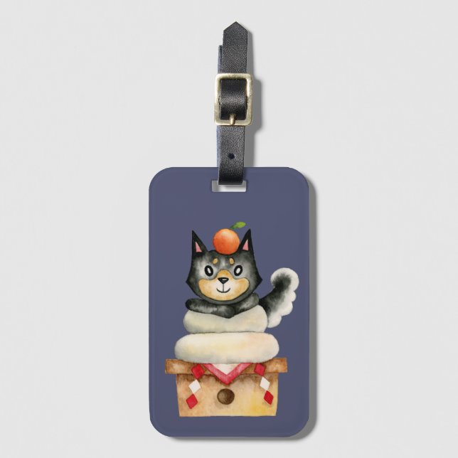 Kawaii Shiba Inu HundeAquarell-Illustration Gepäckanhänger (Vorderseite Vertikal)