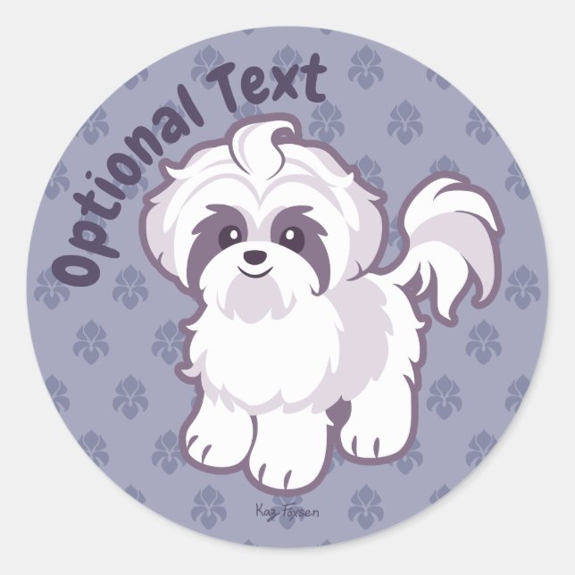 Kawaii Shih Tzu Runder Aufkleber (Vorderseite)