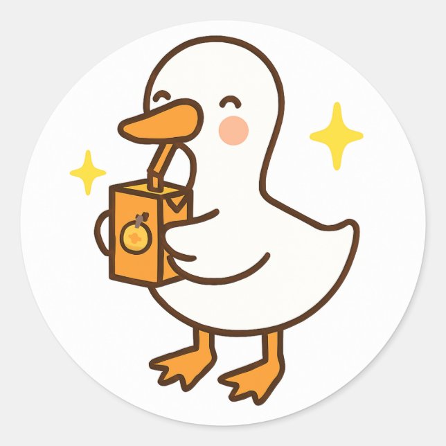 Kawaii Silly Goose Holding Juice Box Sticker (Vorderseite)