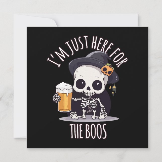 Kawaii Skeleton Halloween Oktoberfest Einladung (Vorderseite)