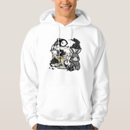 Kawaii-Skelett-Hase & Zen-Fisch-Kunst Hoodie