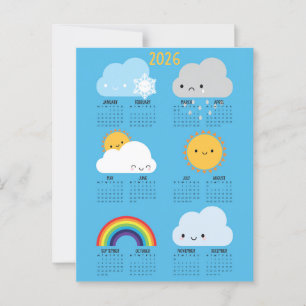 Kawaii Skies Happy Weather 2026 Kalender Postkarte
