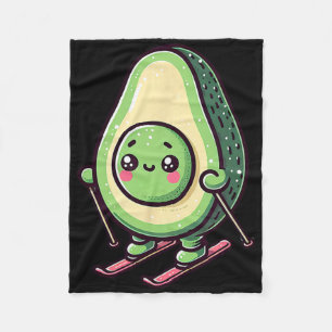 Kawaii-Skiing-Avocado Lustiger Schneehänge Fahrer Fleecedecke