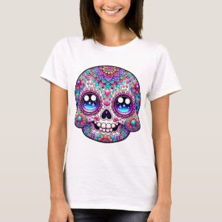 Kawaii Skull Mandala Kunst, Dichtung und Musik T - T-Shirt