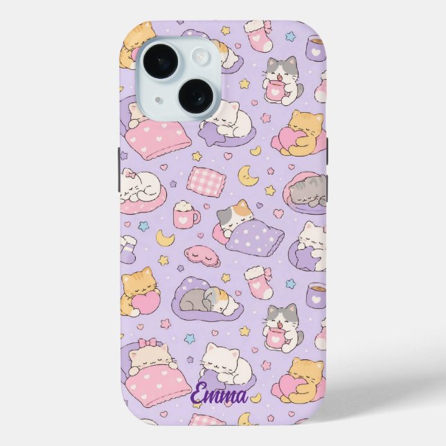 Kawaii Sleeping Cats Pattern Phone Case (Rückseite)