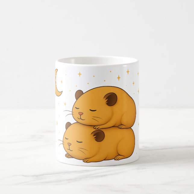 Kawaii sleepy dreamy cozy cartoon hamster moon  kaffeetasse (Mittel)