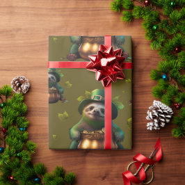 Kawaii-Sloth. Funny Irish Leprechaun. Saint Patric Geschenkpapier