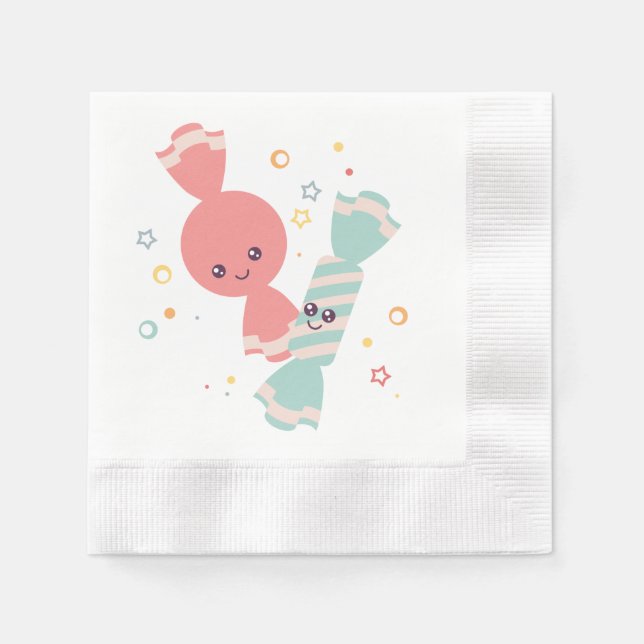 Kawaii Smiling Candy Paper Napkins Serviette (Vorderseite)