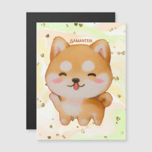 Kawaii Smiling Cartoon-Style Shiba Inu Magnetkarte
