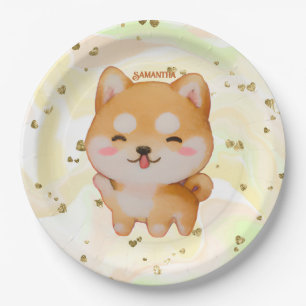 Kawaii Smiling Cartoon-Style Shiba Inu Pappteller