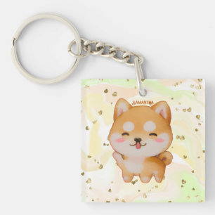 Kawaii Smiling Cartoon-Style Shiba Inu Schlüsselanhänger
