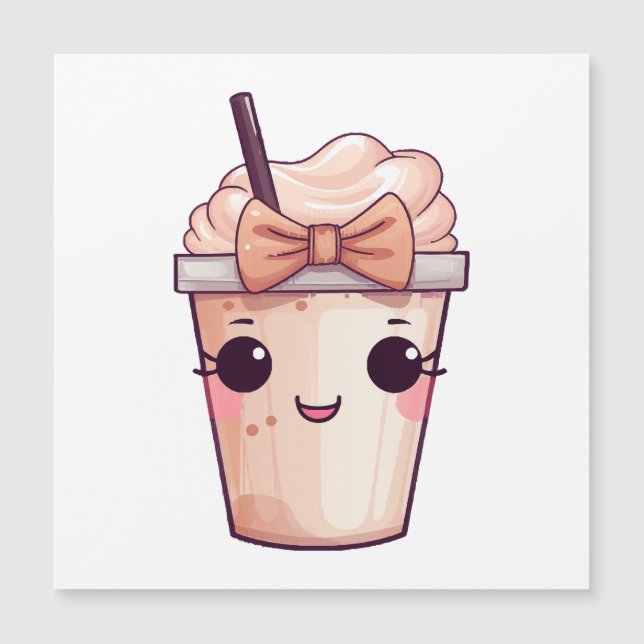 Kawaii Smiling Frappe Magnetkarte (Vorderseite)