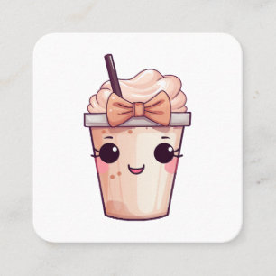 Kawaii Smiling Frappe Quadratische Visitenkarte