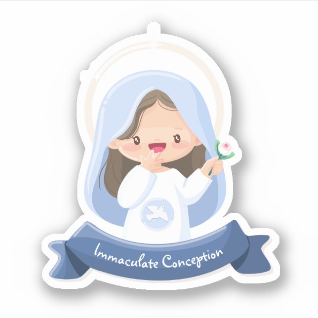 Kawaii Smiling Jungfrau Mary Sticker (Vorderseite)